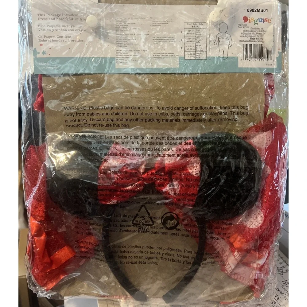 Minnie‎ Mouse Infant Baby Girl Child Halloween/Costume Red 6-12 months